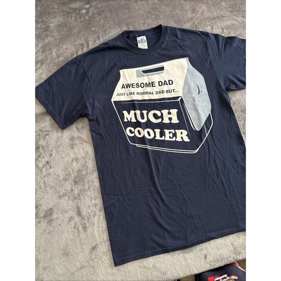 #1 Dad Awesome Dad Like Normal Dad But Cooler T-Shirt Blue Size Medium NWT - Picture 3 of 8